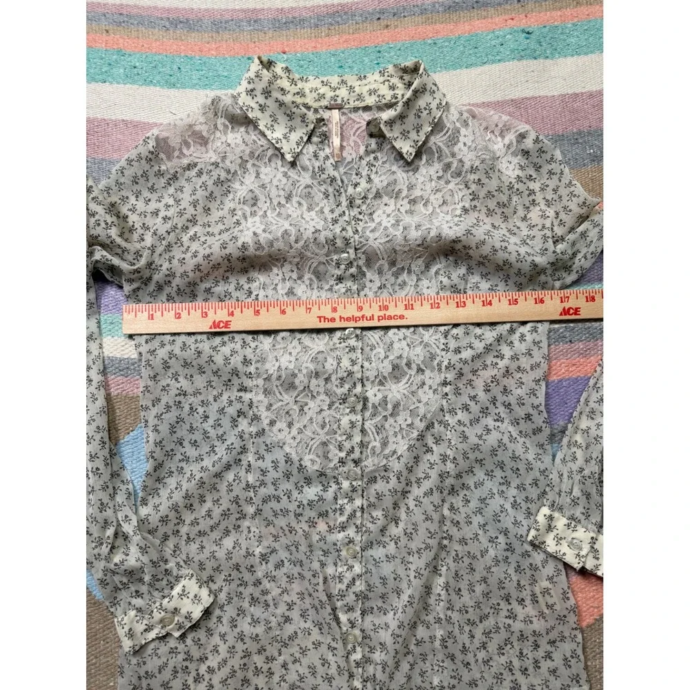 Free People Semi-Sheer Lace Panel Top –‎ XS